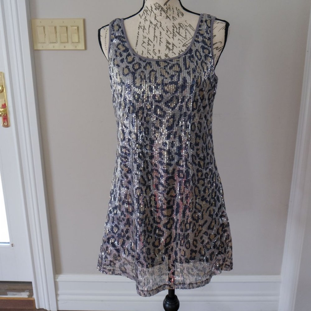 Gorgeous Sequin Silver Gold Leopard Print Tunic